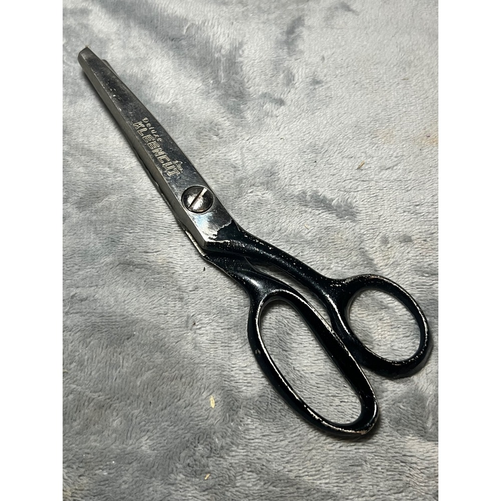 Vintage Deluxe Kleencut Pinking Shears Black Handle Sewing Scissors USA